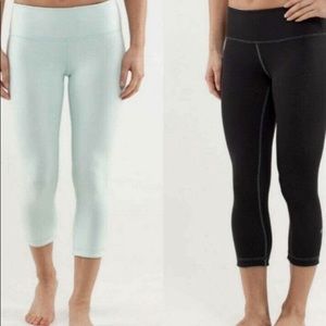 EUC Lululemon Low Rise Wunder Under Reversible Crops Leggings Size 6 / 20”-21”